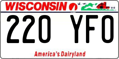 WI license plate 220YFO