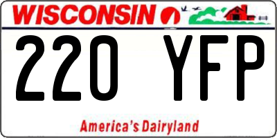 WI license plate 220YFP