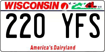 WI license plate 220YFS