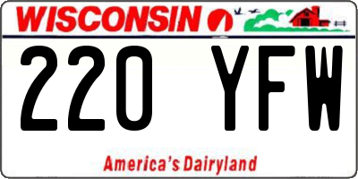 WI license plate 220YFW