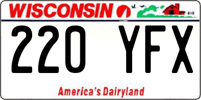 WI license plate 220YFX
