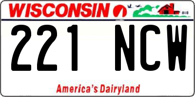 WI license plate 221NCW