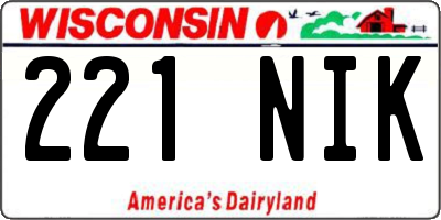 WI license plate 221NIK
