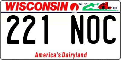 WI license plate 221NOC