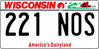 WI license plate 221NOS