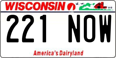 WI license plate 221NOW