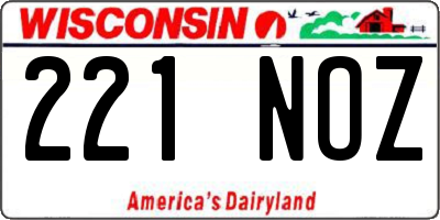 WI license plate 221NOZ
