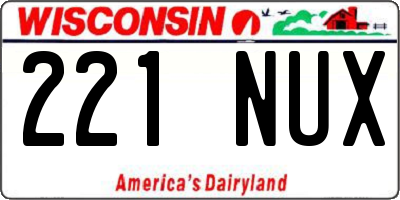 WI license plate 221NUX