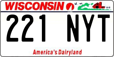 WI license plate 221NYT