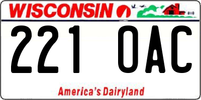 WI license plate 221OAC