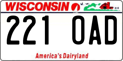 WI license plate 221OAD