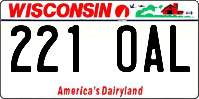 WI license plate 221OAL