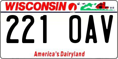 WI license plate 221OAV
