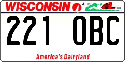 WI license plate 221OBC