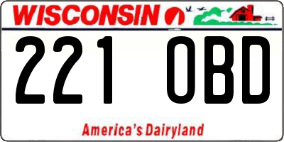 WI license plate 221OBD