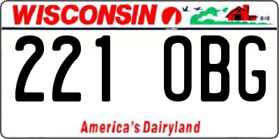 WI license plate 221OBG