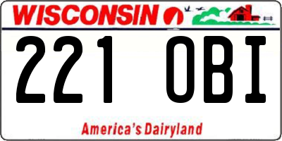 WI license plate 221OBI