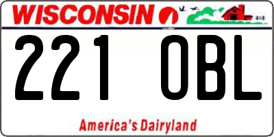 WI license plate 221OBL
