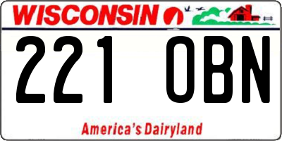 WI license plate 221OBN