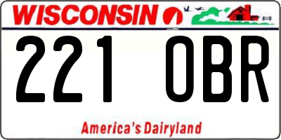 WI license plate 221OBR