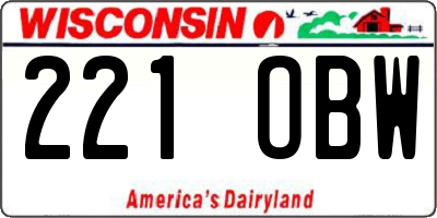 WI license plate 221OBW