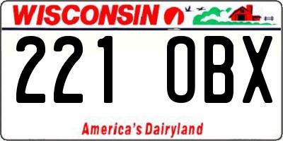 WI license plate 221OBX