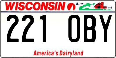 WI license plate 221OBY