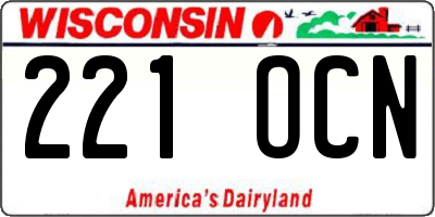 WI license plate 221OCN