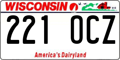 WI license plate 221OCZ