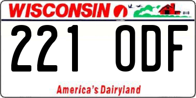 WI license plate 221ODF