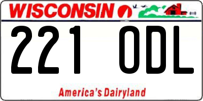 WI license plate 221ODL