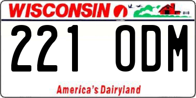 WI license plate 221ODM