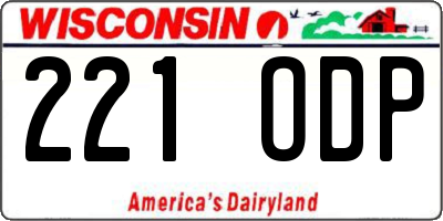 WI license plate 221ODP