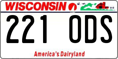WI license plate 221ODS