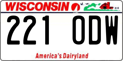 WI license plate 221ODW