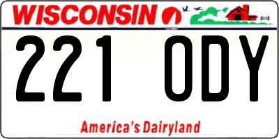 WI license plate 221ODY