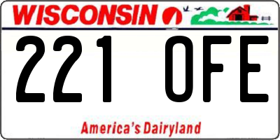 WI license plate 221OFE