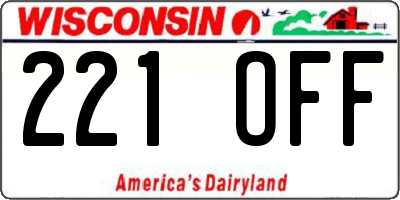 WI license plate 221OFF