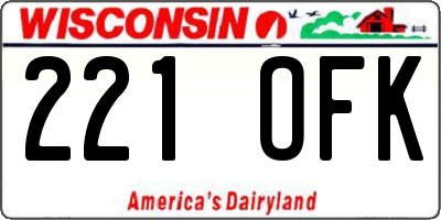 WI license plate 221OFK