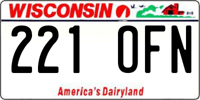 WI license plate 221OFN