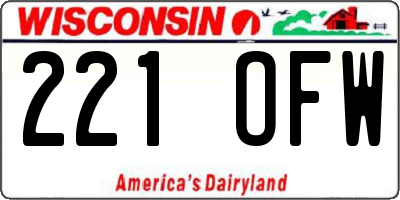 WI license plate 221OFW
