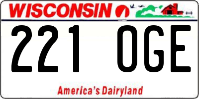 WI license plate 221OGE