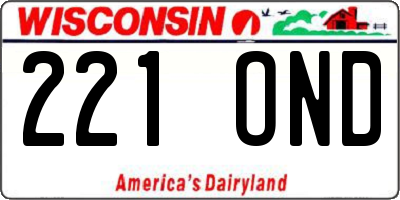 WI license plate 221OND
