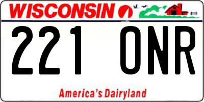 WI license plate 221ONR