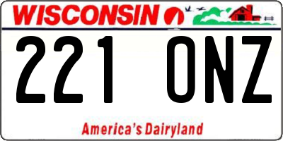 WI license plate 221ONZ