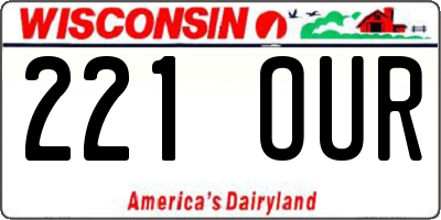 WI license plate 221OUR