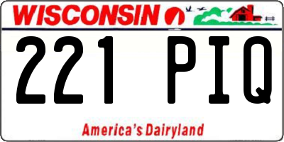 WI license plate 221PIQ