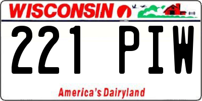 WI license plate 221PIW