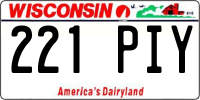 WI license plate 221PIY