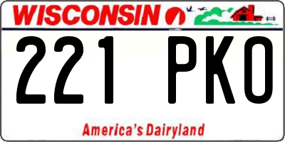 WI license plate 221PKO